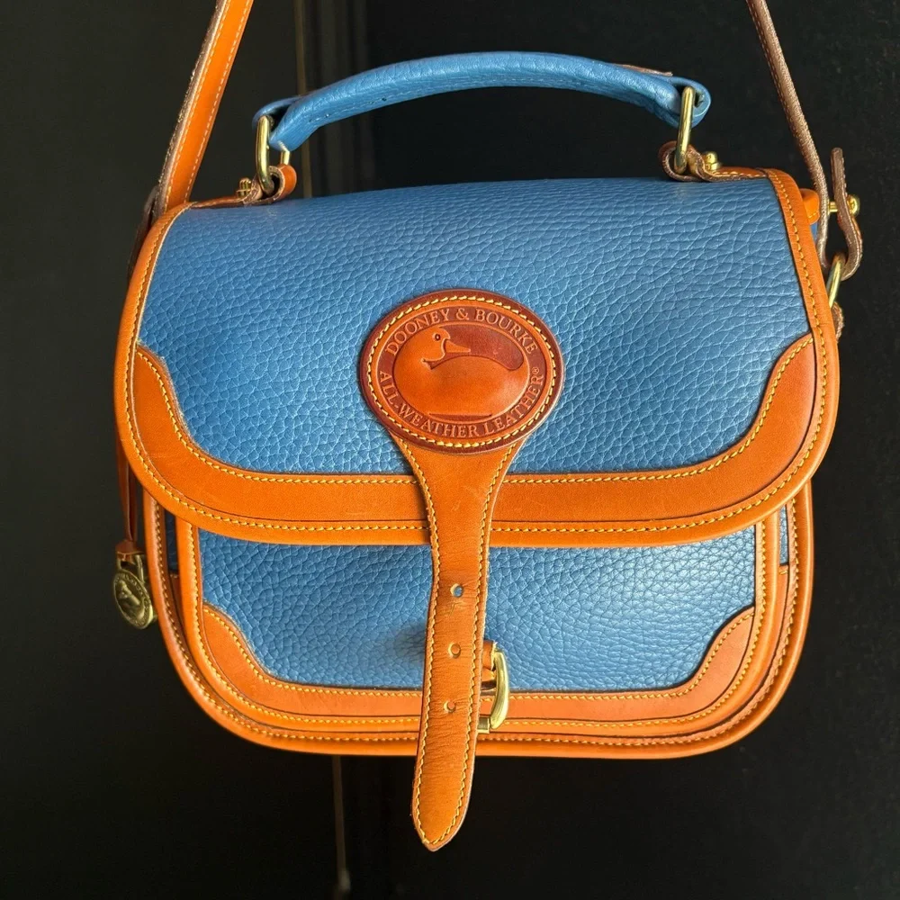 Dooney and Bourke awl French Blue Leather Surrey Messenger Carrier Crossbody Bag - Picture 4 of 16